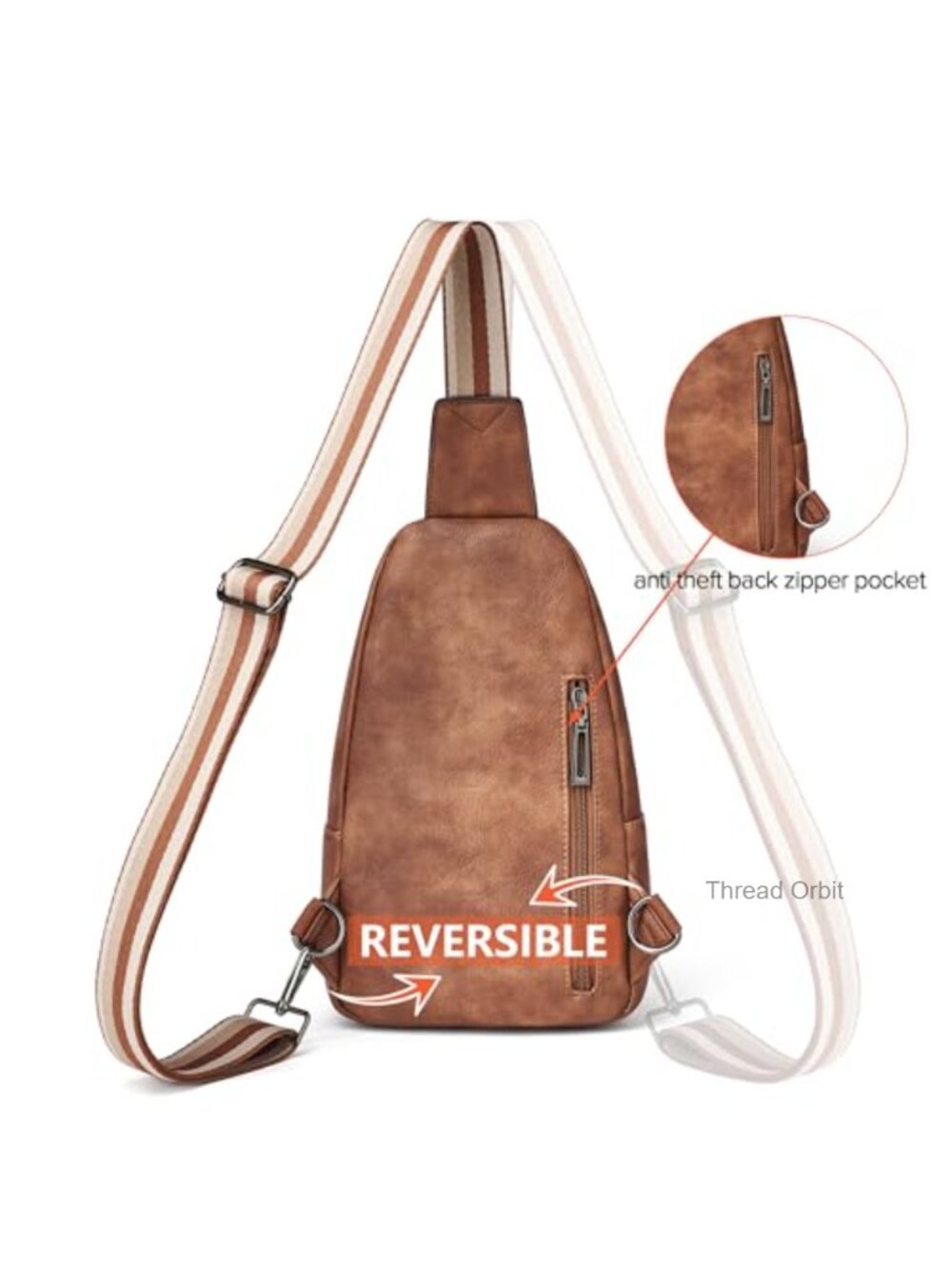 Faux Leather Sling Bag Crossbody Purse for Travel - Picture 5 of 5